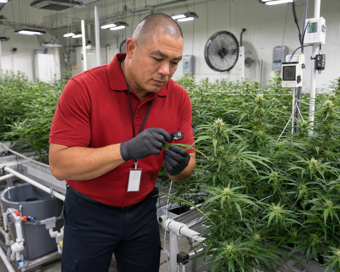 Devin Lockett teaching CBD hemp cultivation in the BiomedRx grow room